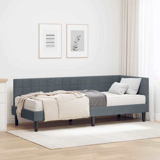 Struttura Letto Angolare con Materasso 2 pcs Grigio Velluto | homemem39