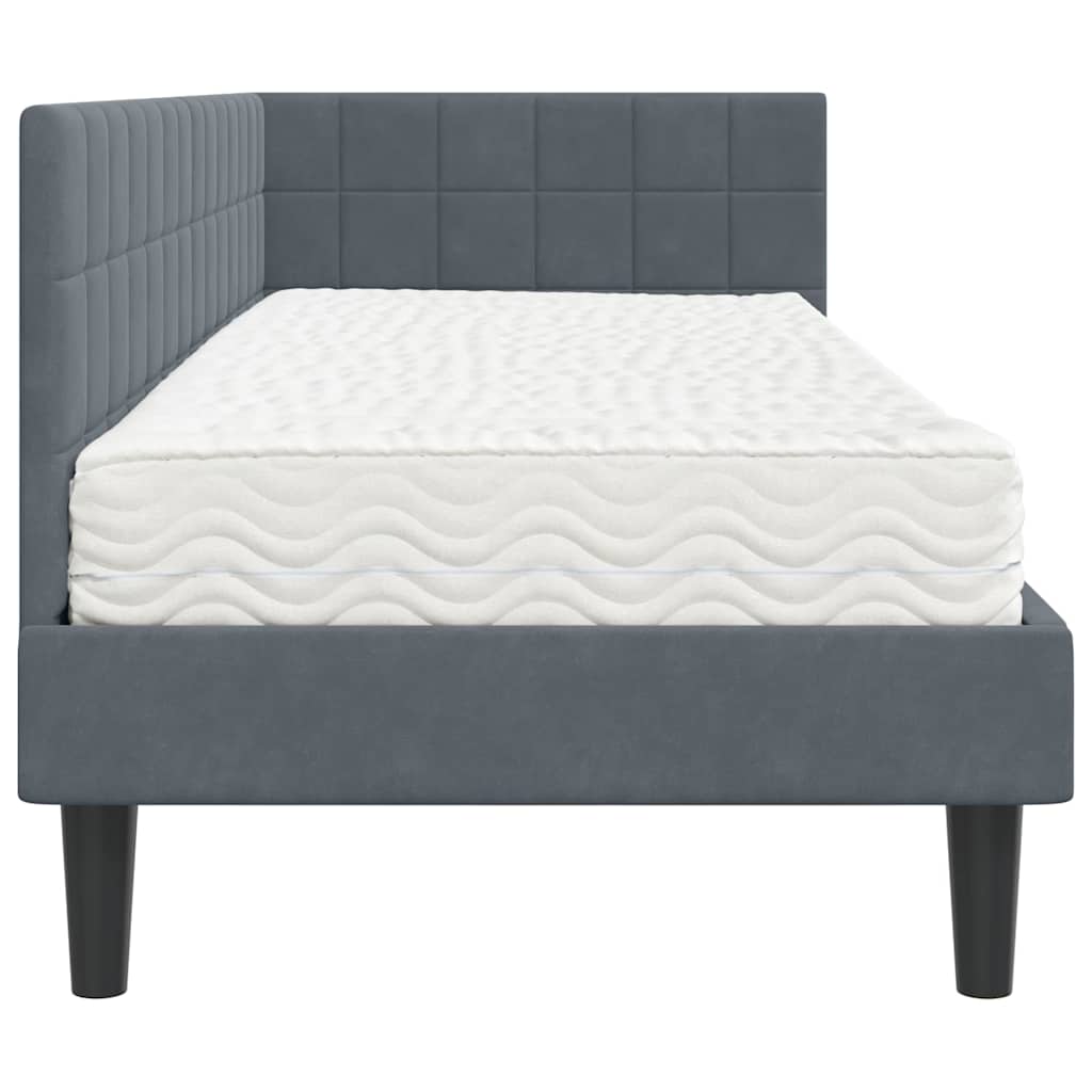 Struttura Letto Angolare con Materasso 2 pcs Grigio Velluto