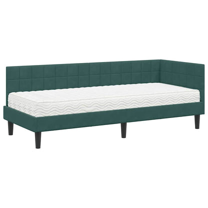 Struttura Letto Angolare con Materasso 2 pcs Verde Velluto