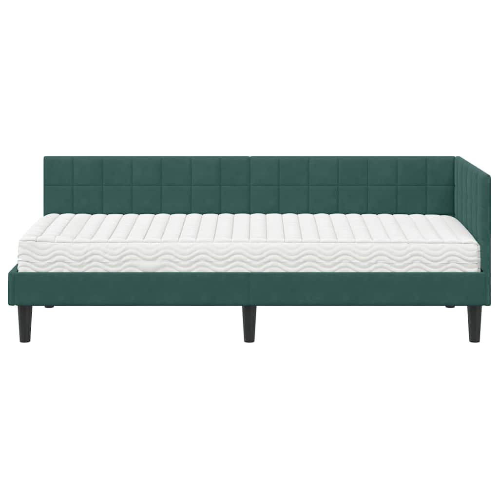 Struttura Letto Angolare con Materasso 2 pcs Verde Velluto