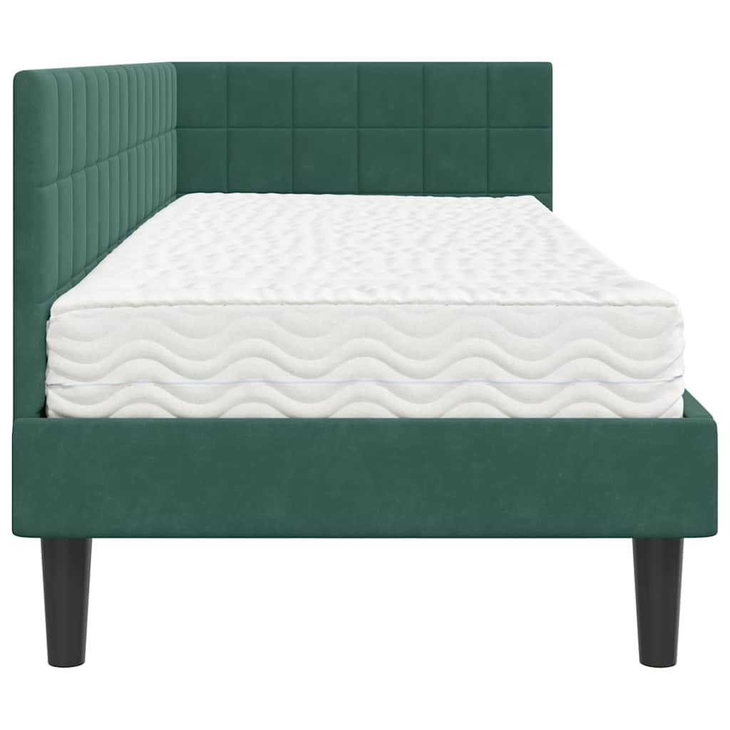 Struttura Letto Angolare con Materasso 2 pcs Verde Velluto