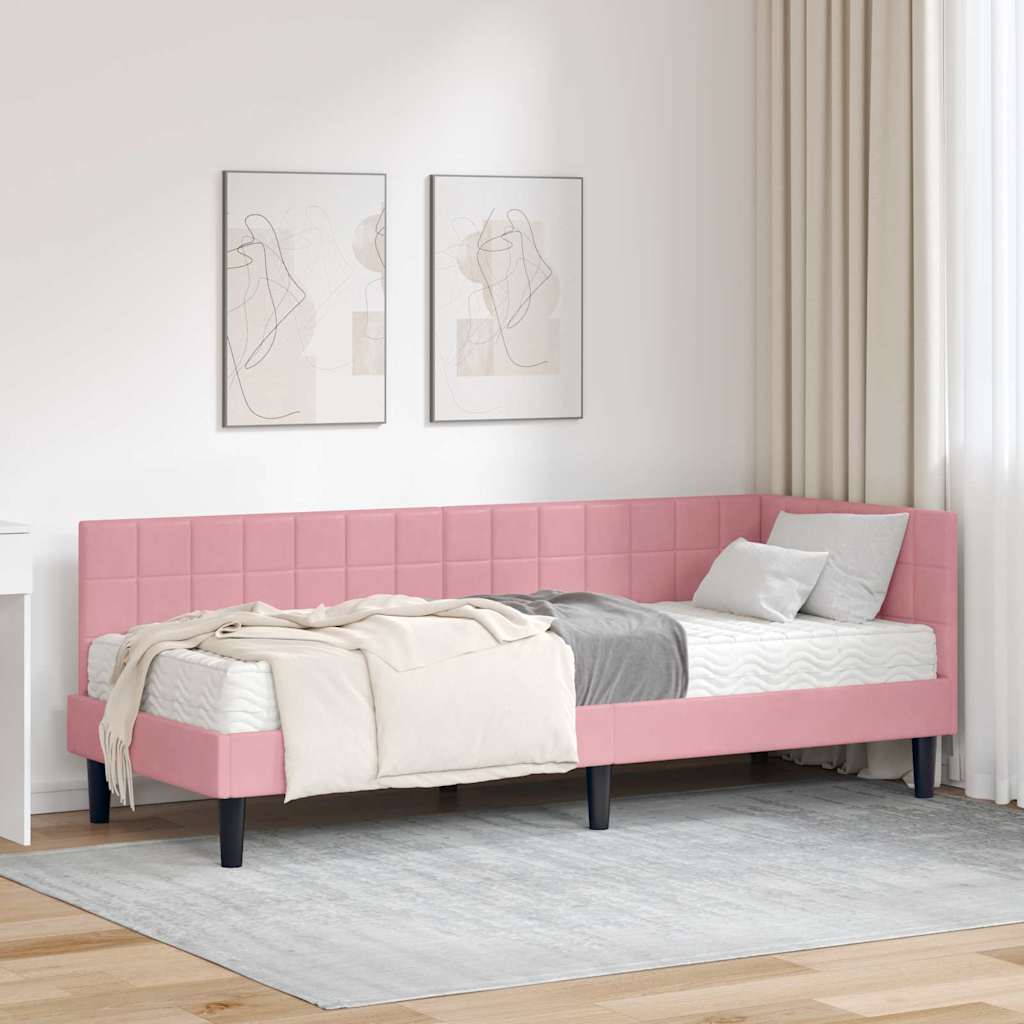 Struttura Letto Angolare con Materasso 2 pcs Grigio Velluto
