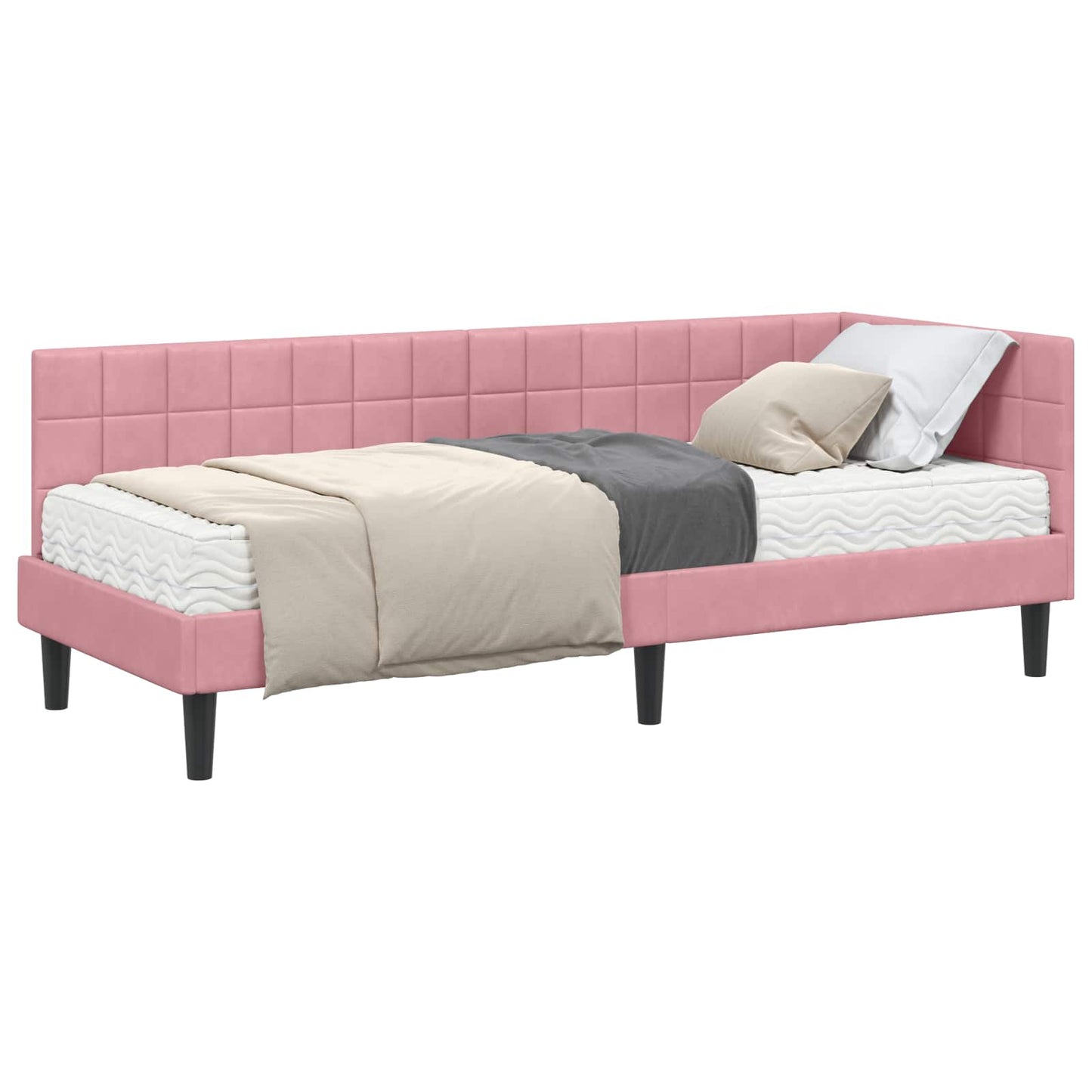 Struttura Letto Angolare con Materasso 2 pcs Grigio Velluto