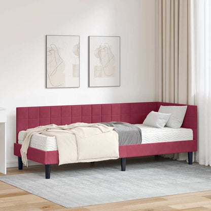 Struttura Letto Angolare con Materasso 2 pcs Verde Velluto