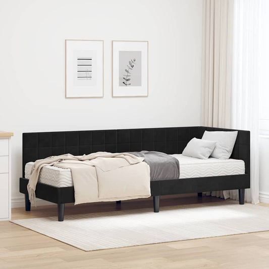 Struttura Letto Angolare con Materasso 2 pcs Nero Velluto | homemem39