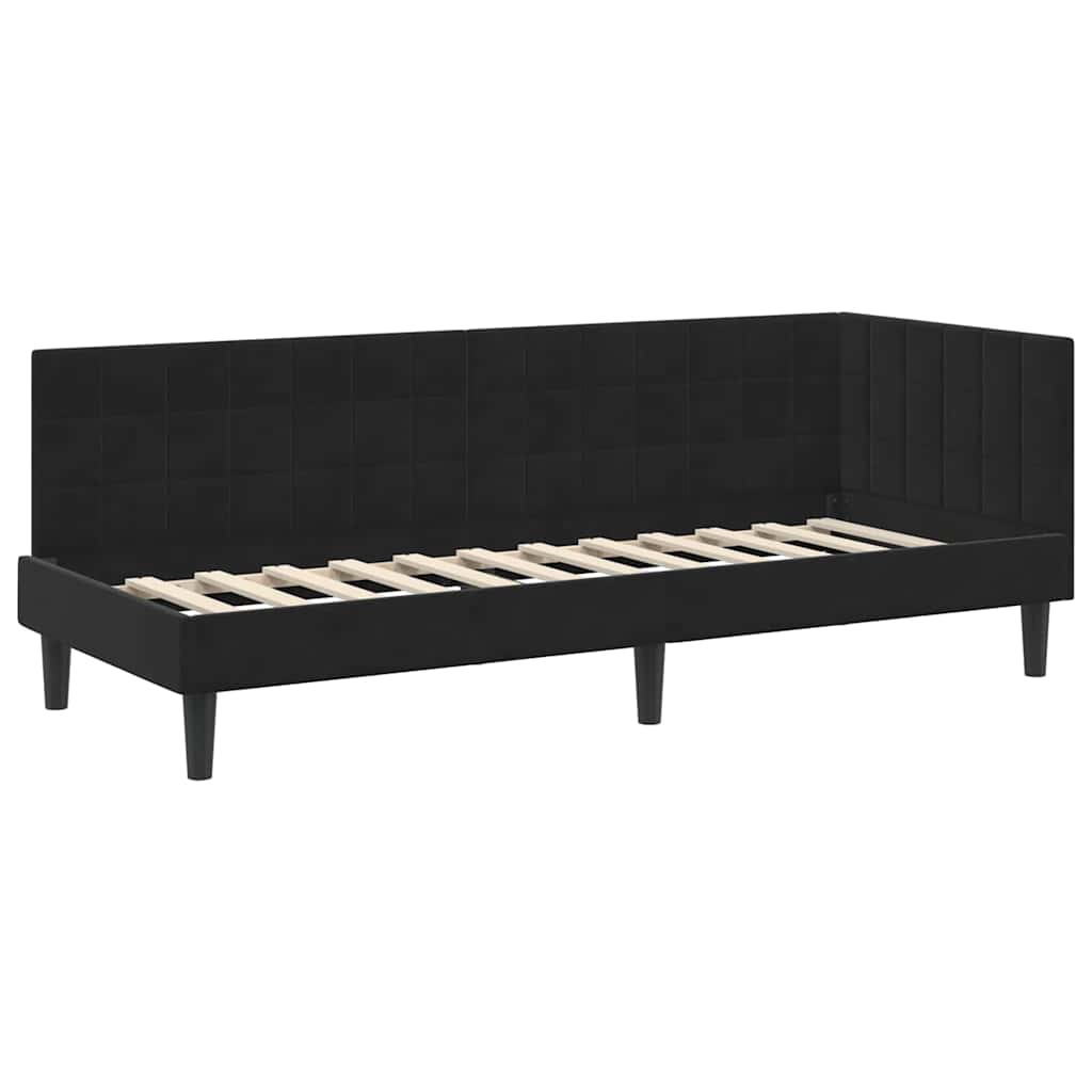 Struttura Letto Angolare con Materasso 2 pcs Nero Velluto | homemem39
