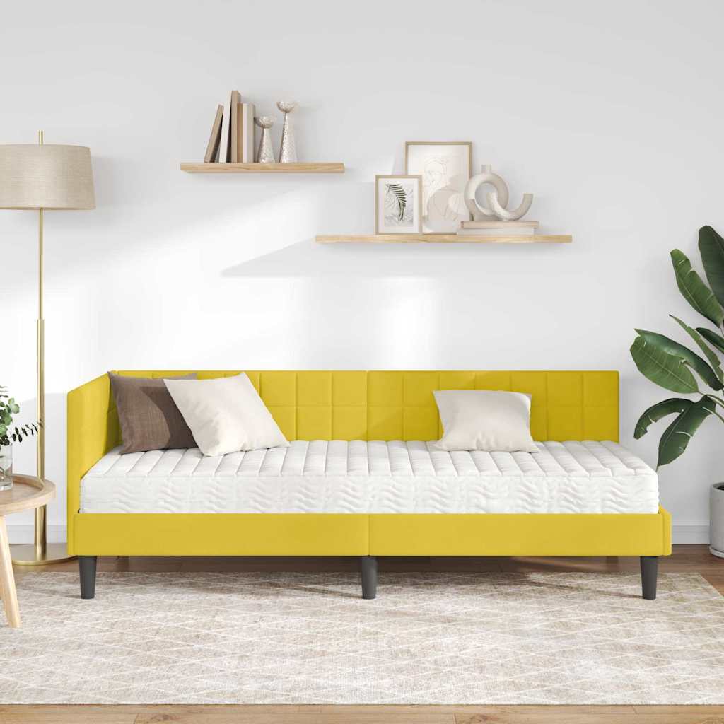 Struttura Letto Angolare con Materasso 2 pcs Giallo Velluto
