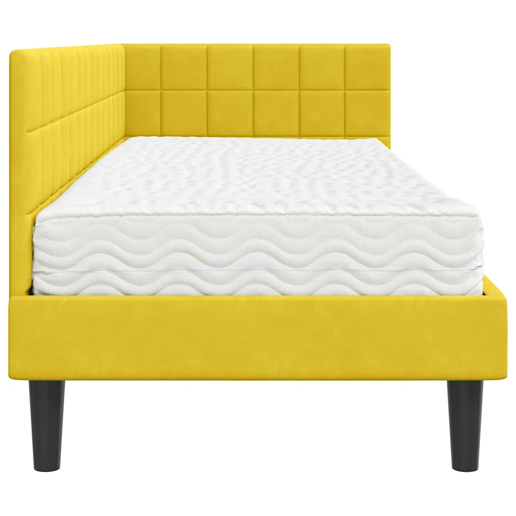 Struttura Letto Angolare con Materasso 2 pcs Giallo Velluto