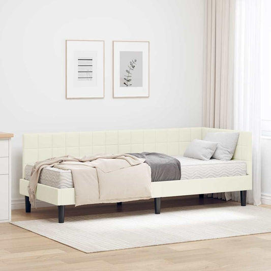 Struttura Letto Angolare con Materasso 2 pcs Crema Velluto | homemem39