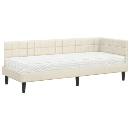 Struttura Letto Angolare con Materasso 2 pcs Crema Velluto