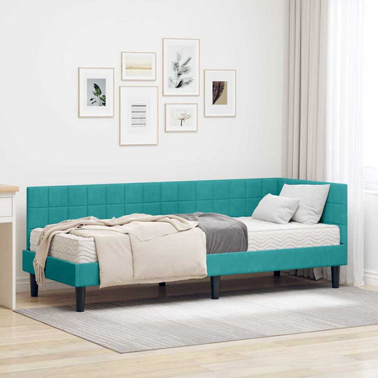 Struttura Letto Angolare con Materasso 2 pcs Turchese Velluto | homemem39