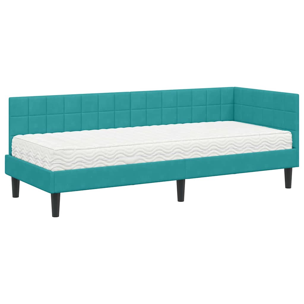 Struttura Letto Angolare con Materasso 2 pcs Turchese Velluto | homemem39