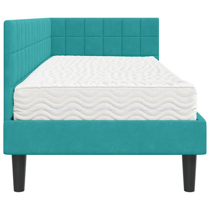 Struttura Letto Angolare con Materasso 2 pcs Turchese Velluto | homemem39