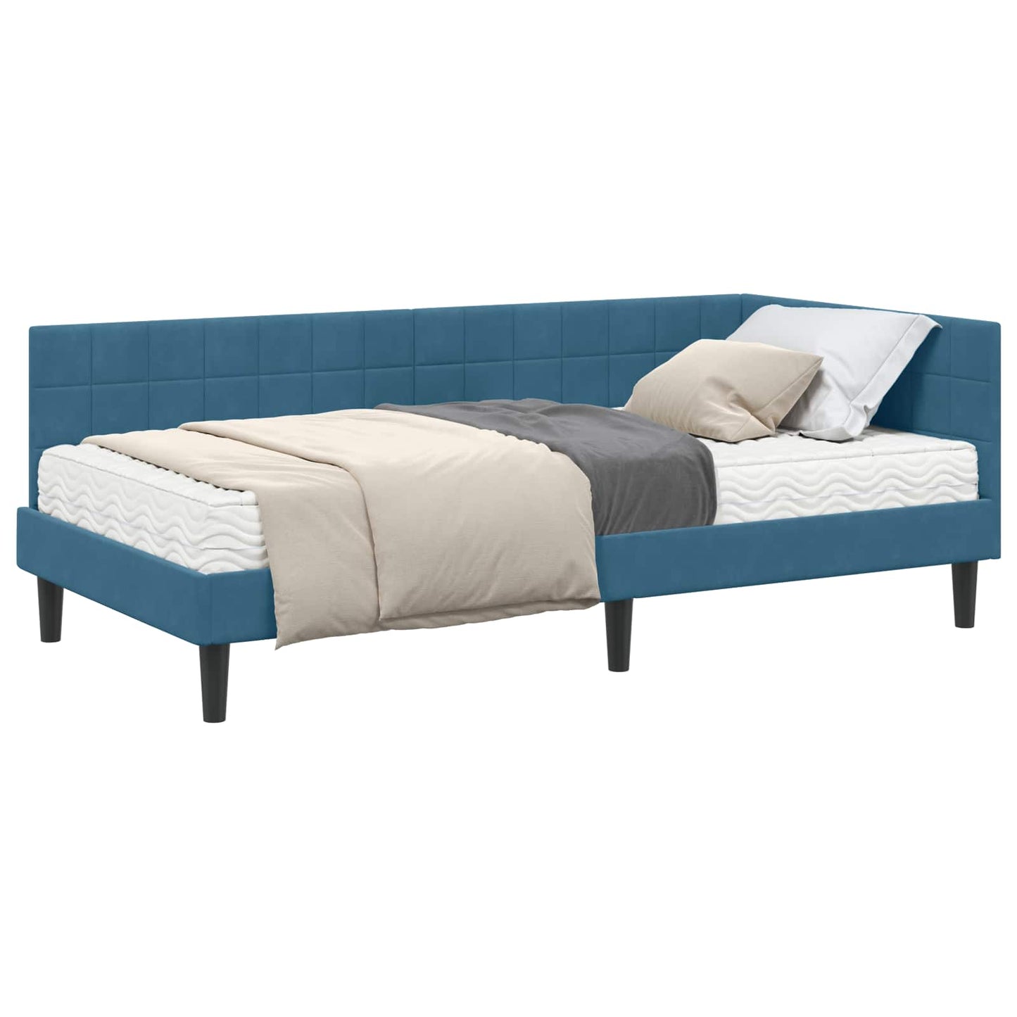 Struttura Letto Angolare con Materasso 2 pcs Blu Velluto