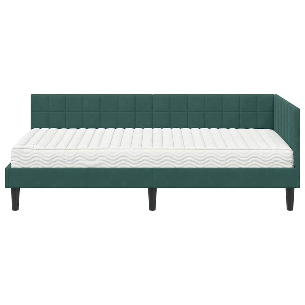 Struttura Letto Angolare con Materasso 2 pz Verde Velluto