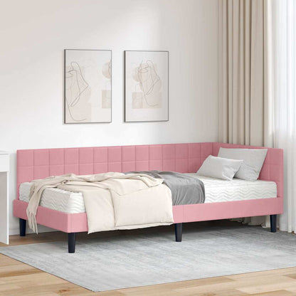 Struttura Letto Angolare con Materasso 2 pcs Grigio Velluto