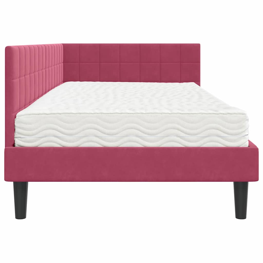 Struttura Letto Angolare con Materasso 2 pcs Verde Velluto