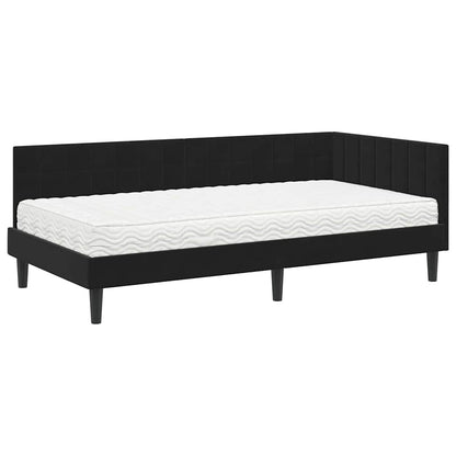 Struttura Letto Angolare con Materasso 2 pcs Nero Velluto
