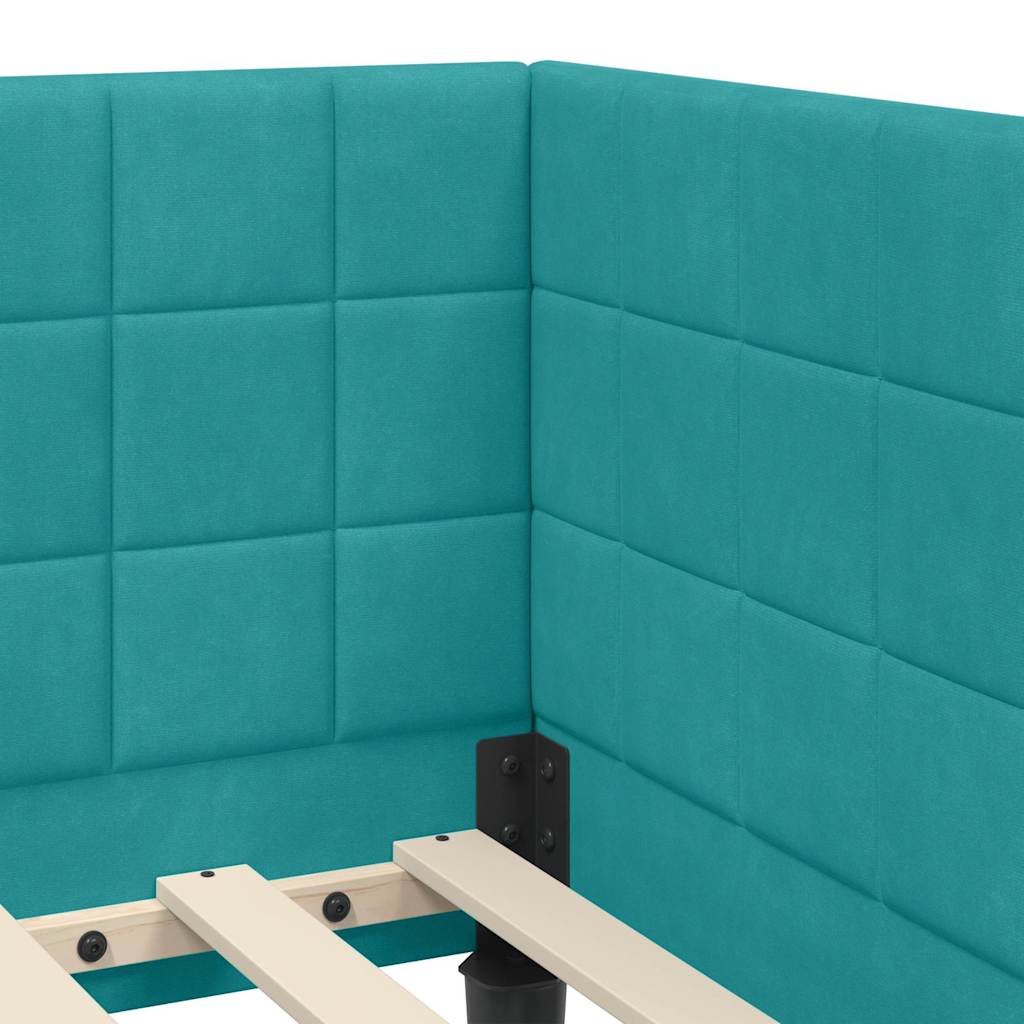 Struttura Letto Angolare con Materasso Turchese 90 x 190 cm | homemem39