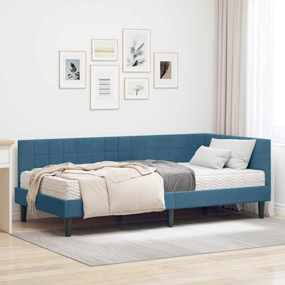 Struttura Letto Angolare con Materasso 2 pcs Blu Velluto