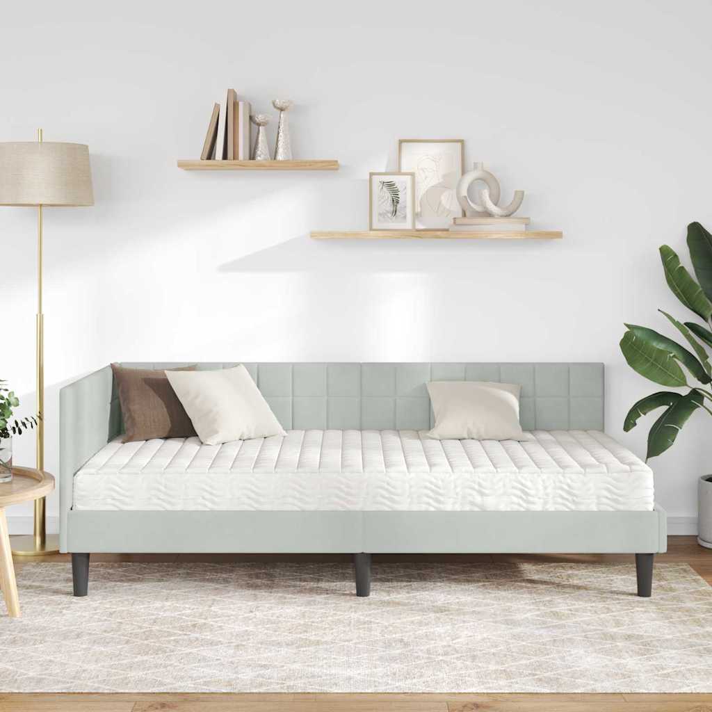 Struttura Letto Angolare con Materasso 2 pz Grigio chiaro