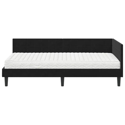 Struttura Letto Angolare con Materasso 2 pcs Nero Velluto