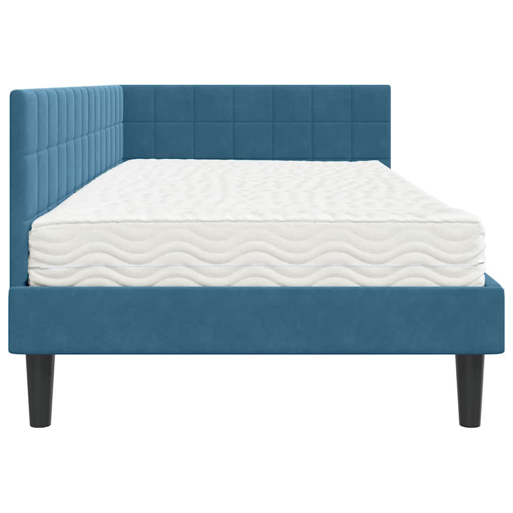 Struttura Letto Angolare con Materasso 2 pcs Blu Velluto