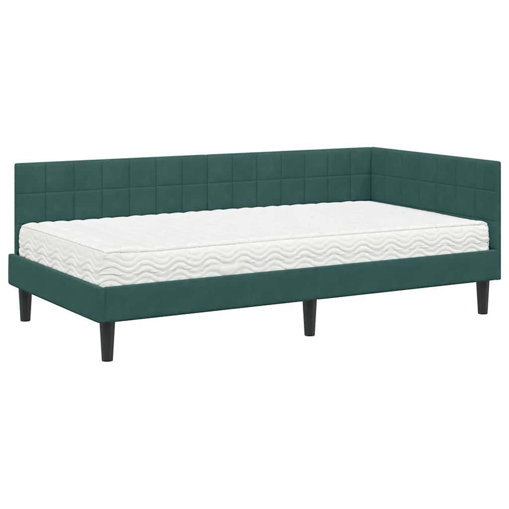 Struttura Letto Angolare con Materasso 2 pcs Verde Velluto