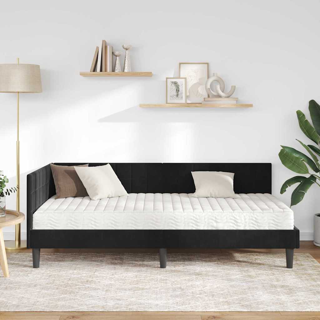 Struttura Letto Angolare con Materasso 2 pcs Nero Velluto