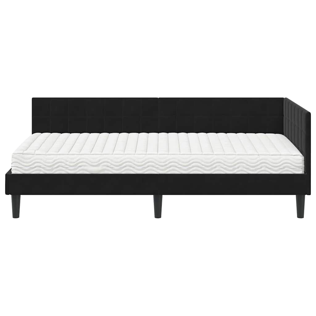 Struttura Letto Angolare con Materasso 2 pcs Nero Velluto