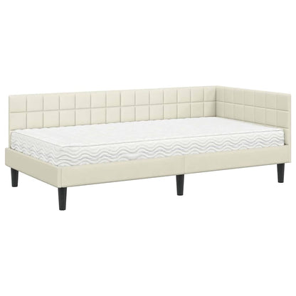 Struttura Letto Angolare con Materasso 2 pcs Crema Velluto