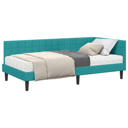 Struttura Letto Angolare con Materasso 2 pcs Turchese Velluto