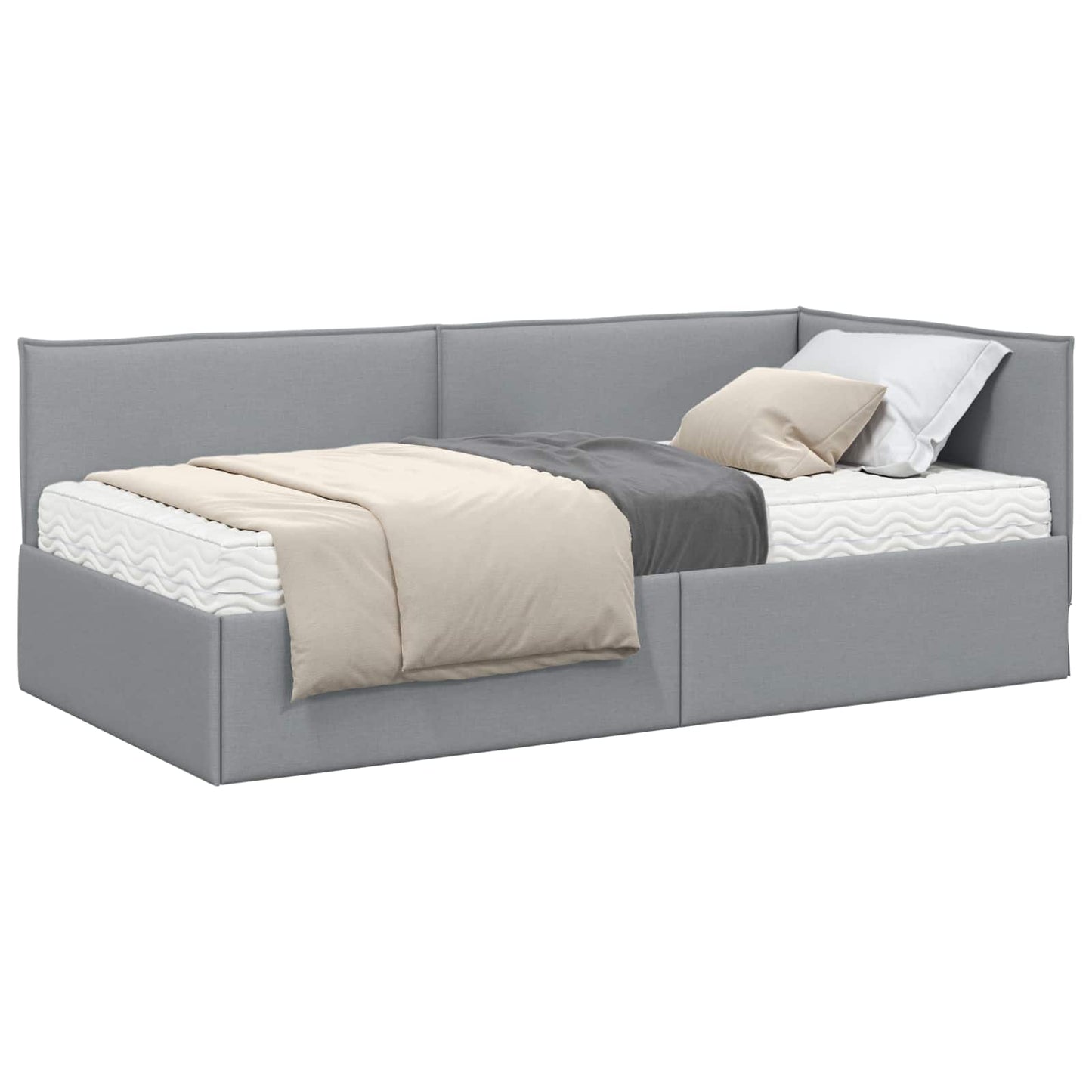 Struttura Letto Angolare con Materasso 2 pcs Grigio chiaro