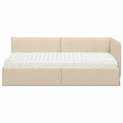 Struttura Letto Angolare con Materasso 2 pcs Crema Velluto