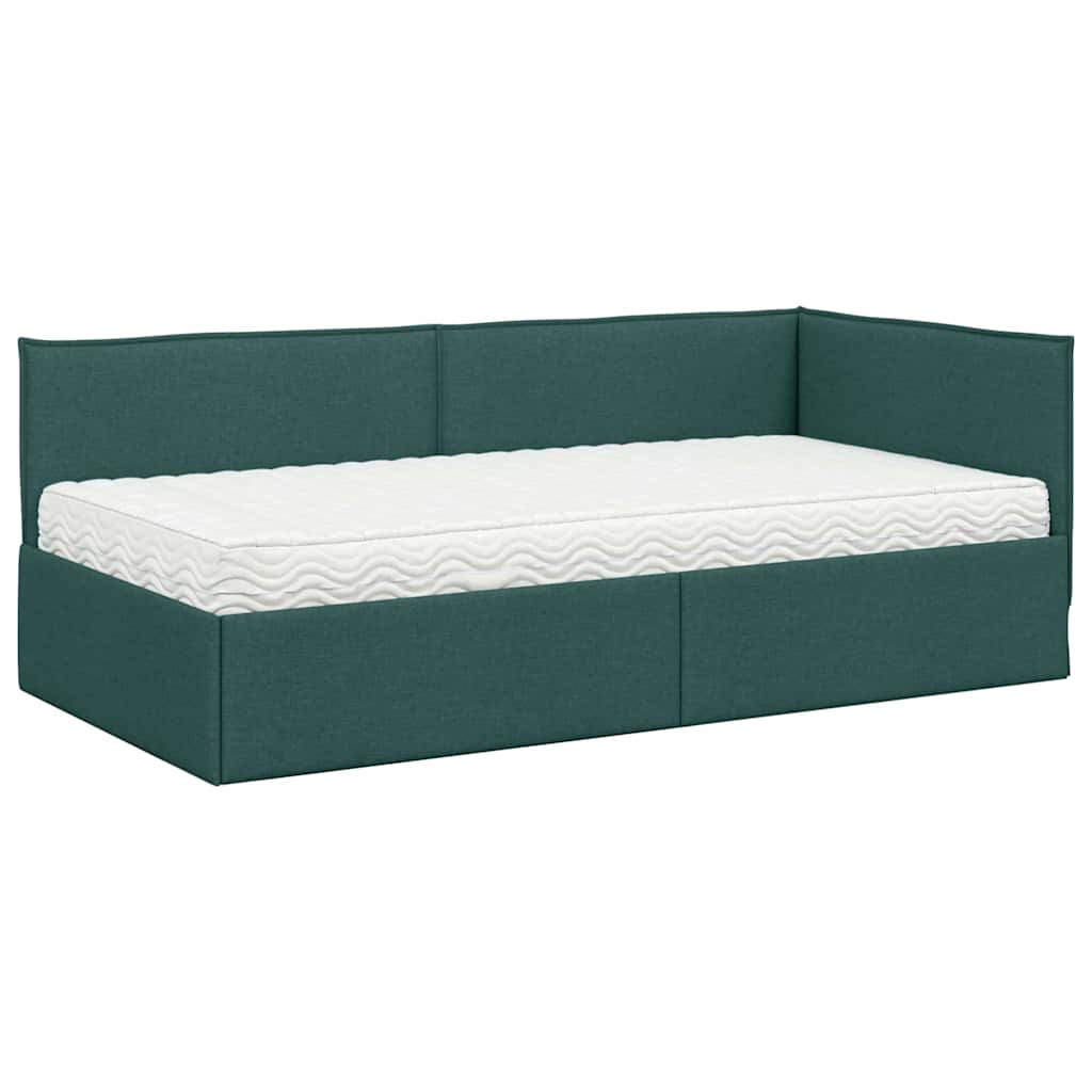 Struttura Letto Angolare con Materasso 2 pcs Verde Velluto