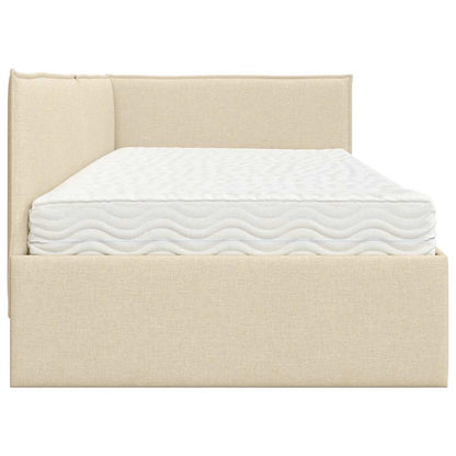 Struttura Letto Angolare con Materasso 2 pcs Crema Velluto