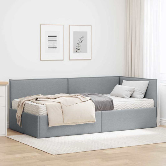 Struttura Letto Angolare con Materasso 2 pcs Grigio chiaro | homemem39