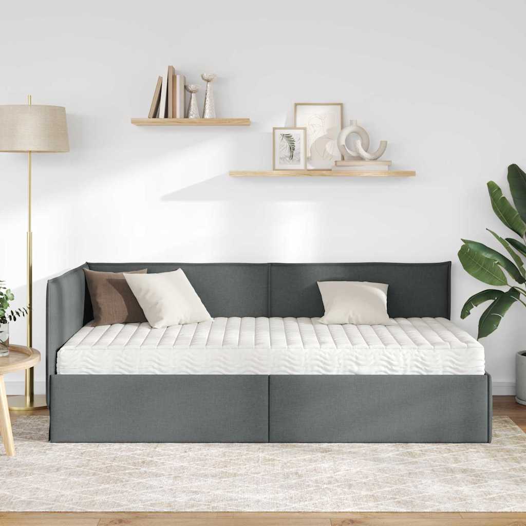 Struttura Letto Angolare con Materasso 2 pcs Grigio Velluto