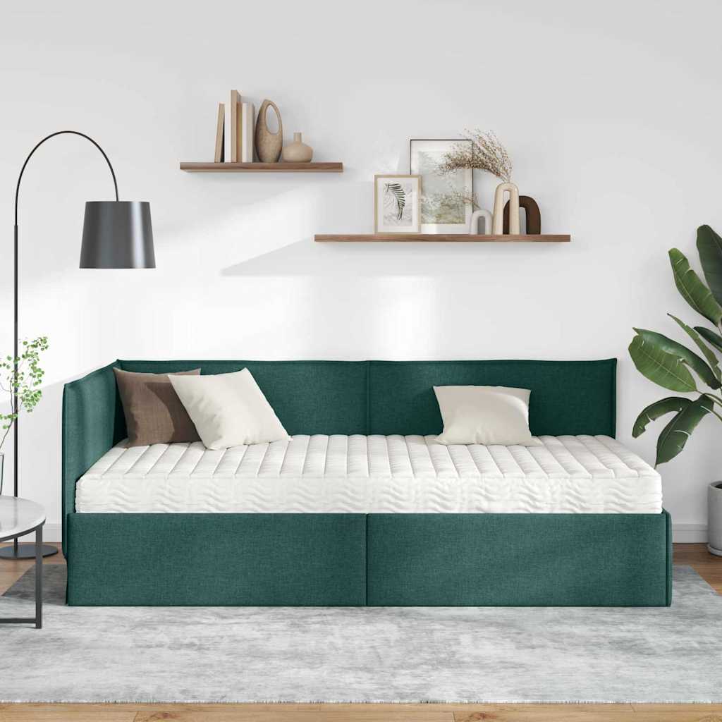 Struttura Letto Angolare con Materasso 2 pcs Verde Velluto