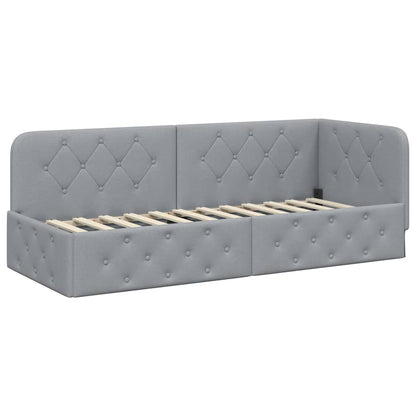 Cornice del letto ad angolo Grigio chiaro 80 x 200 cm Tessuto | homemem39