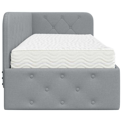 Cornice del letto ad angolo Grigio chiaro 80 x 200 cm Tessuto | homemem39