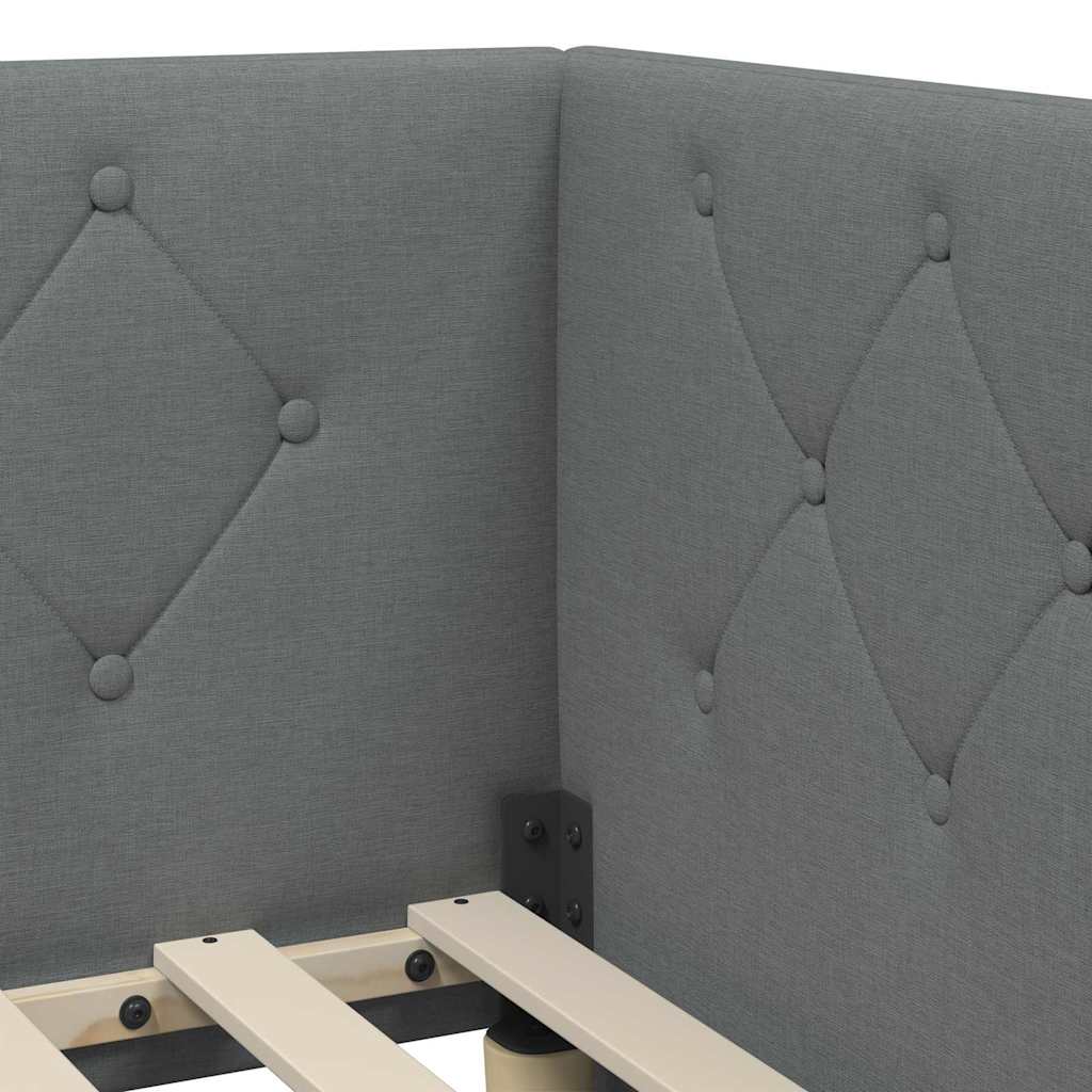 Cornice del letto ad angolo Grigio scuro 80 x 200 cm Tessuto | homemem39