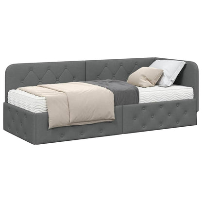 Cornice del letto ad angolo Grigio scuro 80 x 200 cm Tessuto | homemem39