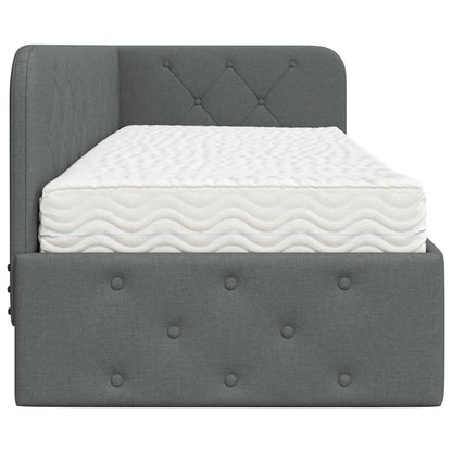 Cornice del letto ad angolo Grigio scuro 80 x 200 cm Tessuto | homemem39