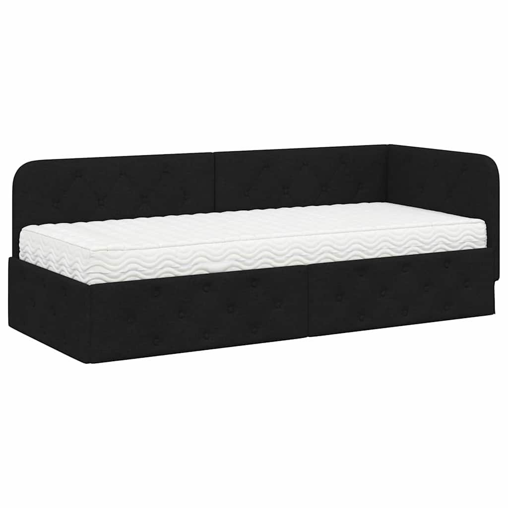 Cornice del letto ad angolo Nero 80 x 200 cm Tessuto | homemem39