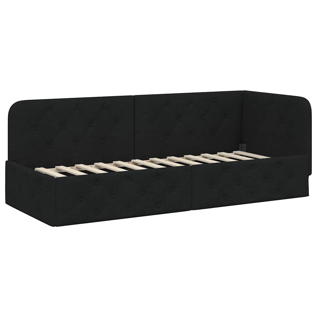 Cornice del letto ad angolo Nero 80 x 200 cm Tessuto | homemem39