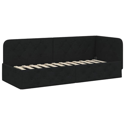 Cornice del letto ad angolo Nero 80 x 200 cm Tessuto | homemem39