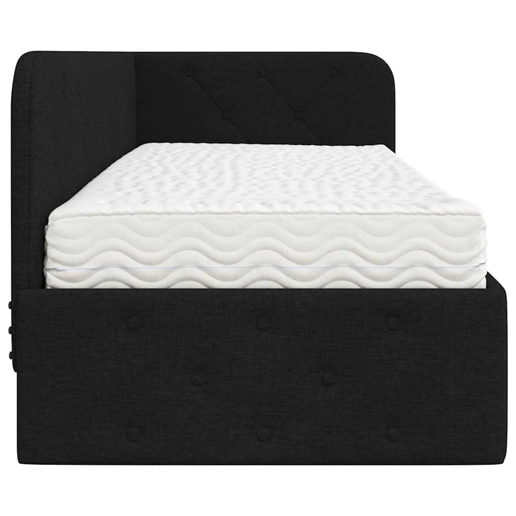 Cornice del letto ad angolo Nero 80 x 200 cm Tessuto | homemem39
