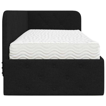 Cornice del letto ad angolo Nero 80 x 200 cm Tessuto | homemem39