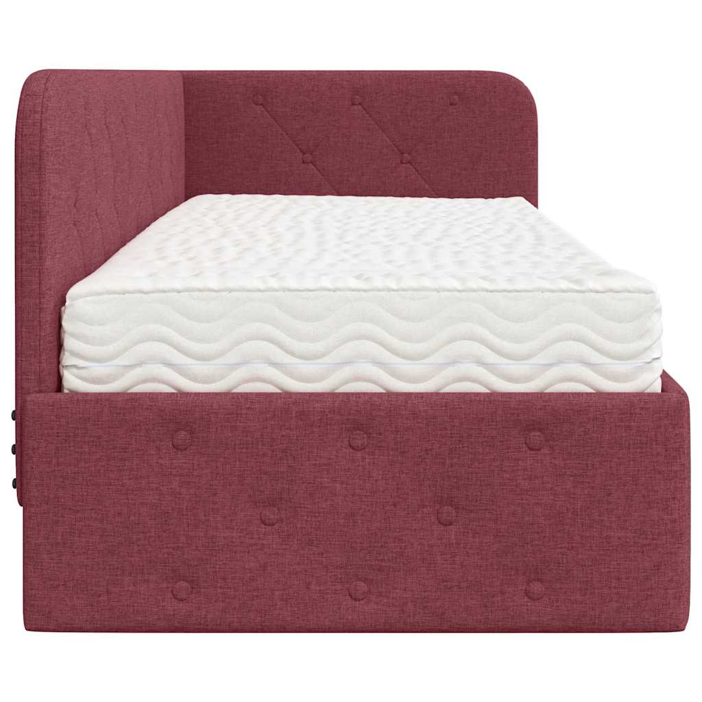 Cornice del letto ad angolo Rosso Vino 80 x 200 cm Tessuto | homemem39